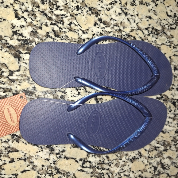 Havaianas Women's Brazil Rubber Flip Flop Sandal, Navy Blue, US 7/8 - Picture 5 of 6